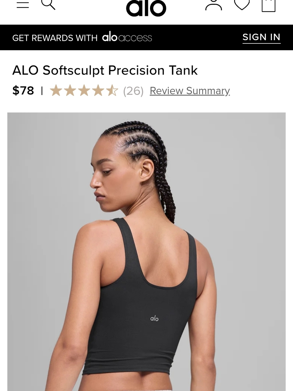 ALO Yoga Black Softsculpt Precision Tank